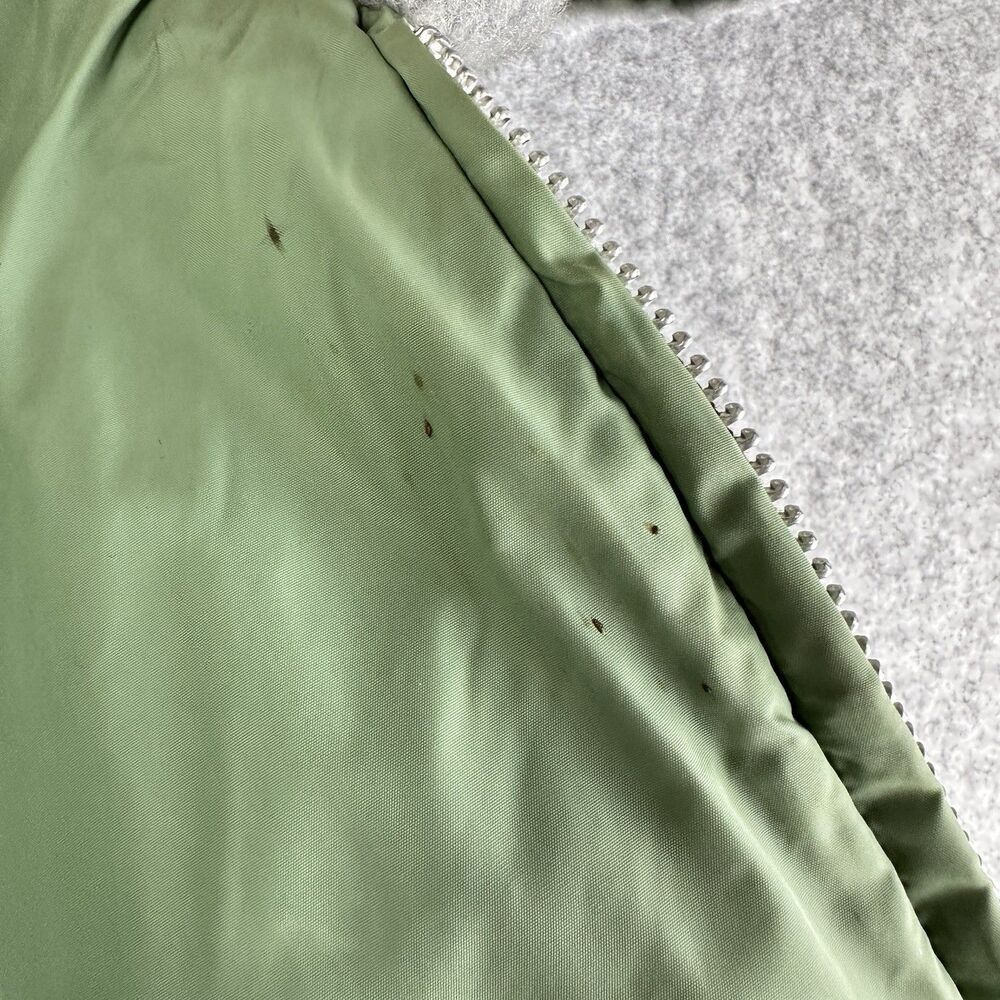 VTG Tempco Goose Down Jacket Mens 44 Green Fur Collar Quilted Talon Zip READ* - Picture 11 of 16